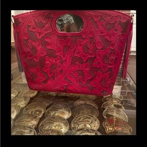 Floral Embossed Red purse